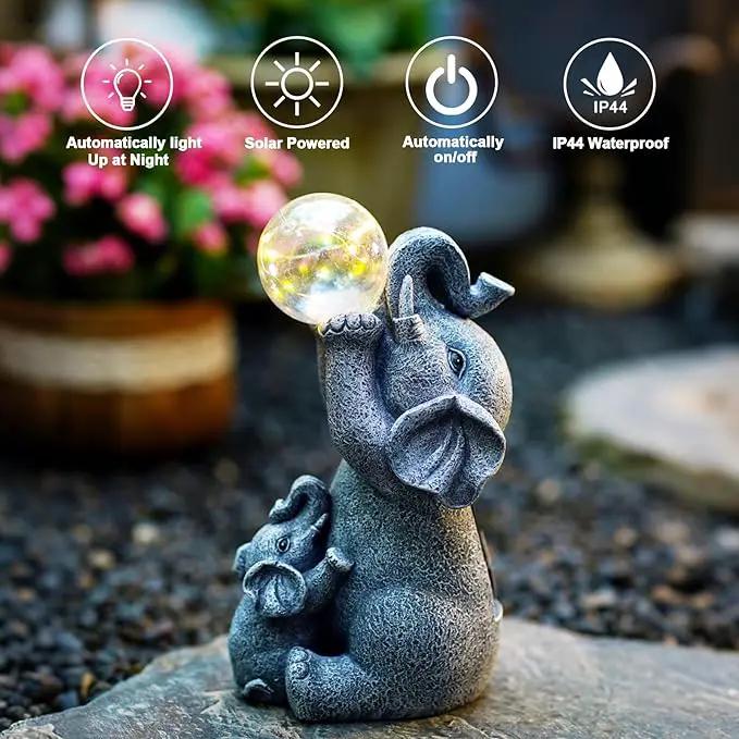 Goodeco Solar Elephant Statue - Outdoor Decor with LED Lights - Grey Resin - Ideal Gift for Elephant Lovers & Garden Enthusiasts by GreenHaven Gardens
