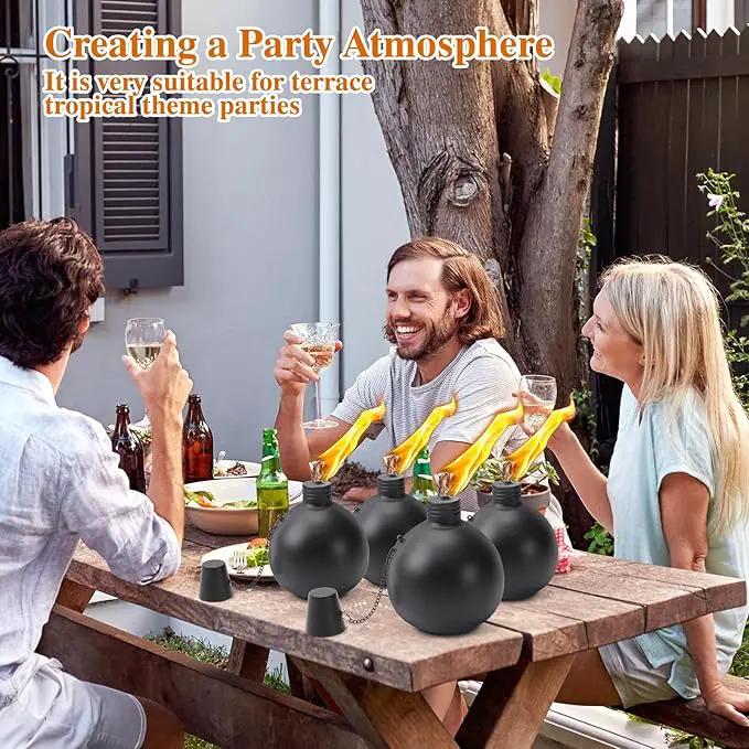 4 Pack Citronella Tabletop Torches, 25 oz Table Top Torches for Outdoor, Metal Oil Burner Candles, Garden Torches with Fiberglass Wick for Yard, Patio, Deck, Garden, Party, Landscape. by GreenHaven Gardens