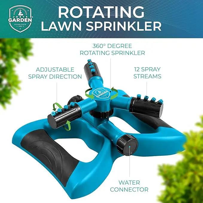 Joeys Sprinkler for Yard, Rotating Garden Sprinkler for Large Area Coverage, Lawn and Yard Sprinklers (Blue) by GreenHaven Gardens