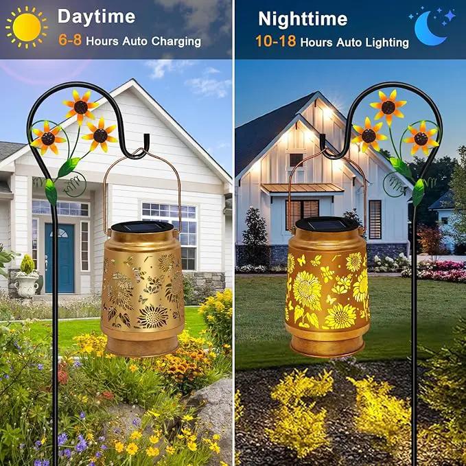2 Pack Sunflower Solar Lanterns Outdoor Waterproof,Solar Lights Garden Decor Gifts for Mom Women Grandma Decoration Outside for Yard, Patio,Backyard,Porch by GreenHaven Gardens