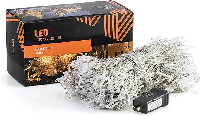Quntis 328ft 500 LED Christmas String Lights, Waterproof Outdoor/Indoor Fairy Lights 8 Modes Plug in, Warm White Clear Wire for Home Bedroom Wedding Party Holiday Garden Tree Decorations Lighting by GreenHaven Gardens