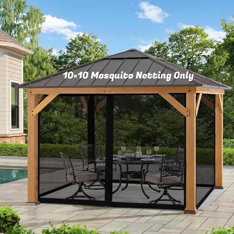 10'x10' Mosquito Netting for Patio with Zipper, Outdoor Replacement Mesh Sidewall Netting for Porch/Patio/Canopy/Gazebo (Mosquito Netting Only, Black) by GreenHaven Gardens