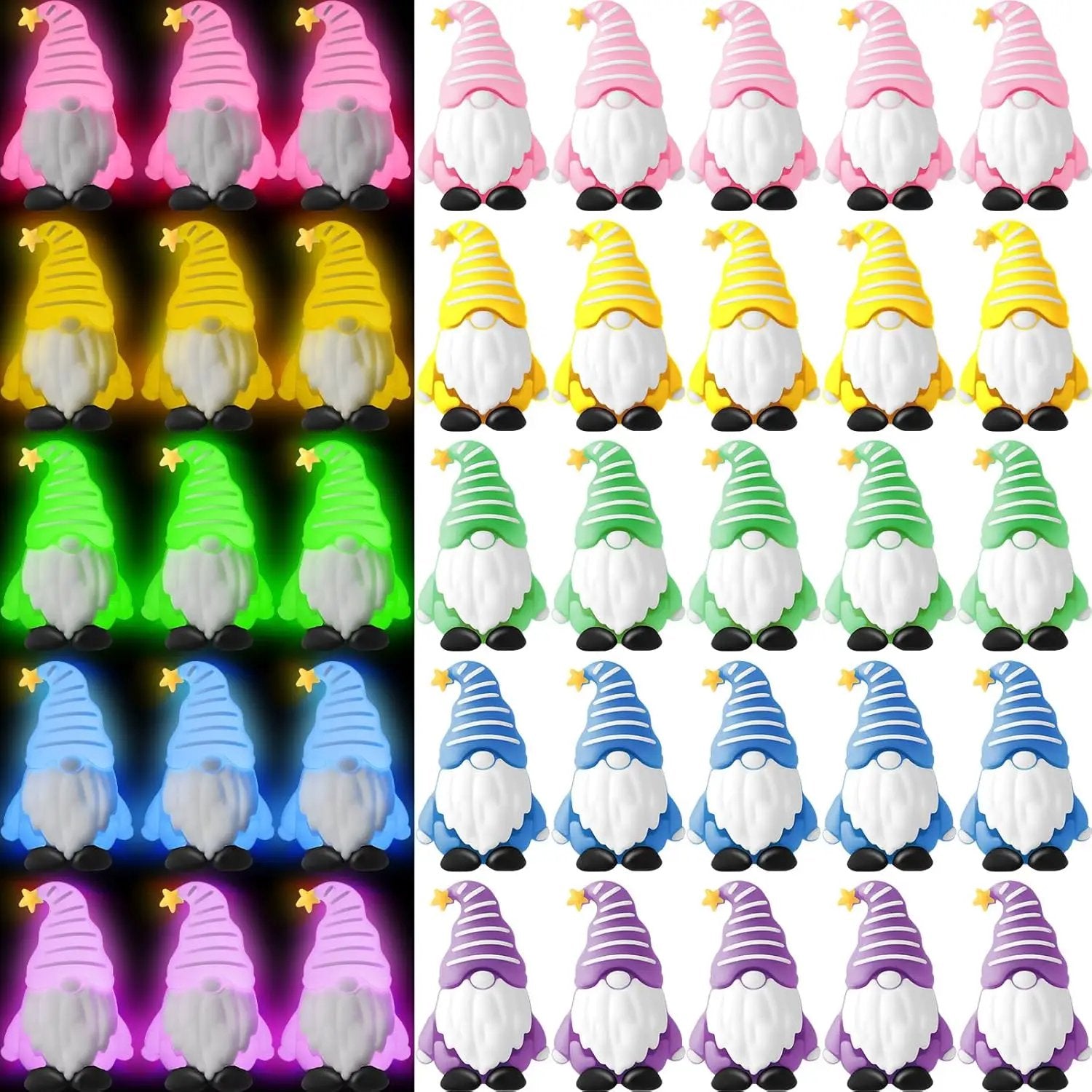 50 Pcs Luminous Mini Gnomes Figurines Fairy Glow in Dark Garden Miniature Gnome Figurines Decor Funny Poses Garden Yard Home Patio Lawn Backyard Hide See DIY Craft by GreenHaven Gardens
