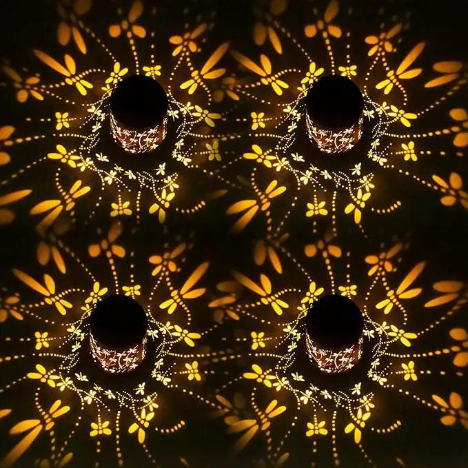 Dragonfly Solar Lanterns Outdoor Hanging, Hollowed-Out Metal Waterproof LED Garden Decor Light for Patio Yard Pathway Lawn Front Porch Tree, Christmas Thanksgiving Birthday Gifts for Women Mom Grandma by GreenHaven Gardens