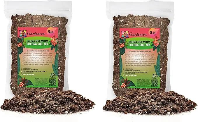 Ixora Plant Potting Soil - All-Natural Blend for Thriving Ixora Plants - Boosts Root Health and Vibrant Blossoms - 10 Quart by GreenHaven Gardens