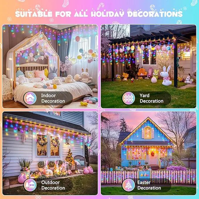 JMEXSUSS 400 LED 38.8 FT Easter Lights String Outdoor, Connectable Pastel Icicle Lights Indoor Outdoor for Easter Spring House Garden Party Decorations by GreenHaven Gardens