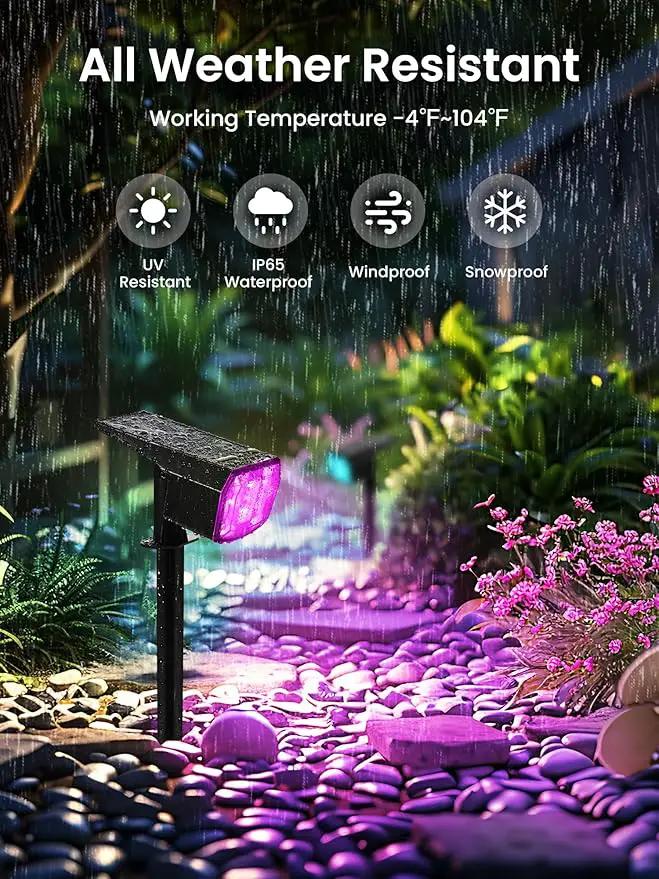 Solar Spot Lights Outdoor, 9 Lighting Modes RGB, Solar Lights Outdoor Waterproof IP65, 63 LED Landscape Spotlights for Halloween Christmas Decorations-1 Pack by GreenHaven Gardens