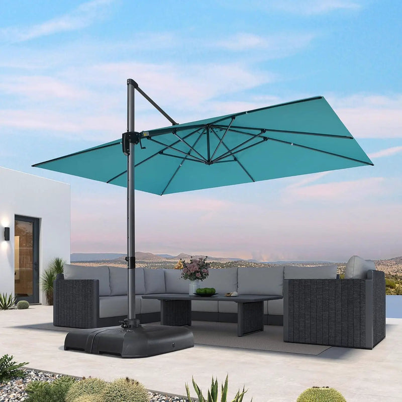 PURPLE LEAF 10' X 13' Patio Umbrella Outdoor Cantilever Rectangle Umbrella Aluminum Offset Umbrella with 360-degree Rotation for Garden Deck Pool Patio, Turquoise Blue by GreenHaven Gardens