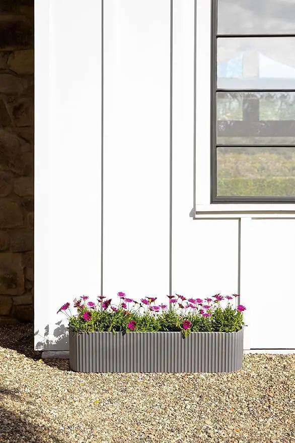 Veradek Demi Series Window Box Planter - Long Planter Box for Windowsill/Balcony | Durable Plastic-Stone Composite Material | Modern Décor for Flowers/Herbs by GreenHaven Gardens