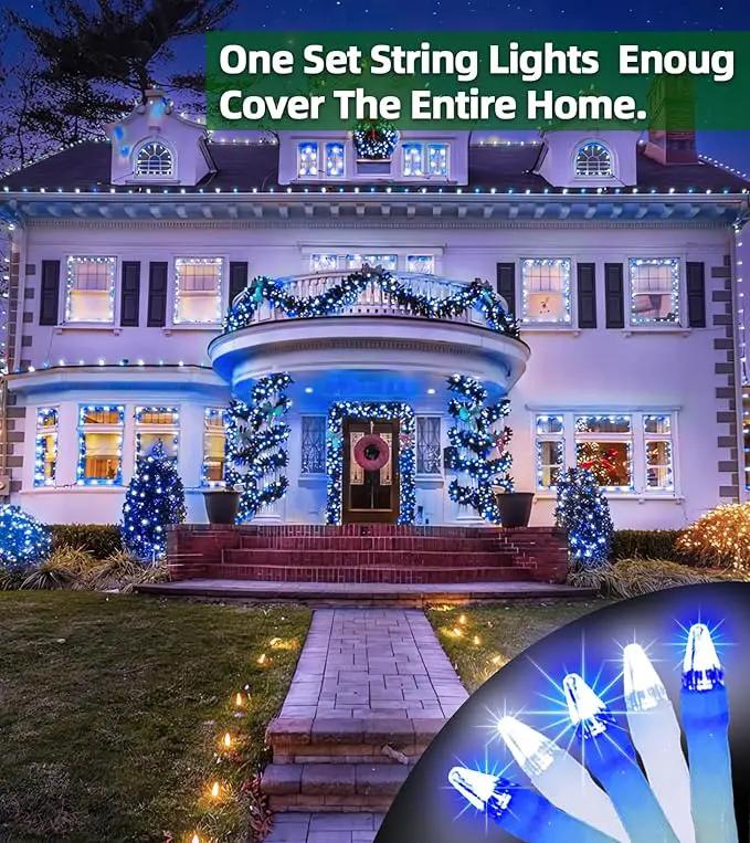750 LED 246FT Christmas Lights Outdoor, Super Long Waterproof Christmas String Lights with 8 Modes, Christmas Tree Lights with Timer Memory for Fence Garden Xmas Wedding Party Decor Blue & Cool White by GreenHaven Gardens