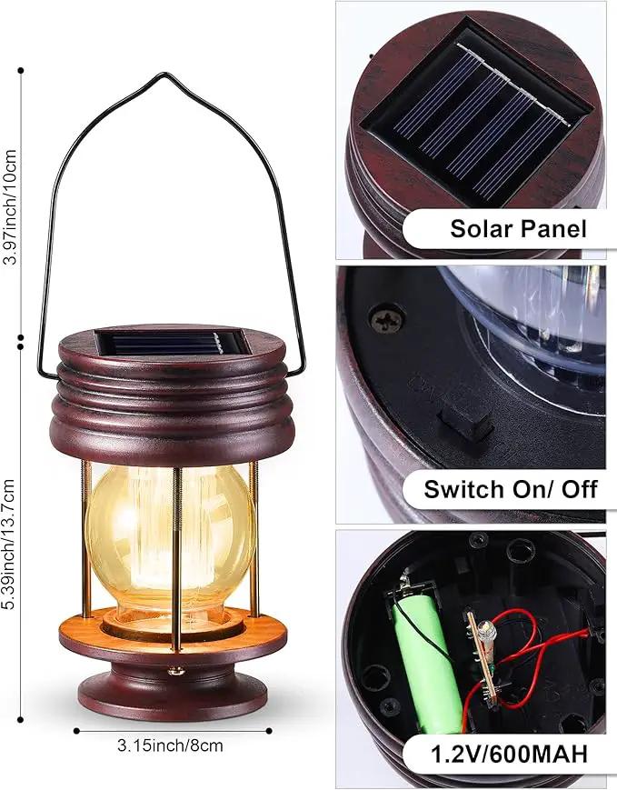 4 Pack Hanging Solar Lanterns Waterproof Lights Powered Led Decorative Landscape Light Table Lamp with Design for Patio, Garden, Yard, and Pathway Decor, Warm by GreenHaven Gardens