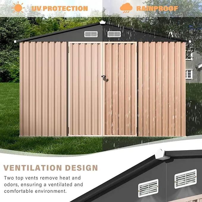 8x10 FT Metal Storage Sheds Outdoor, Metal Yard Sheds Garden Shed Kit, Tool Shed with Lockable Door, Utility Sheds Buildings with Air Vent for Backyard Garden Patio Lawn by GreenHaven Gardens
