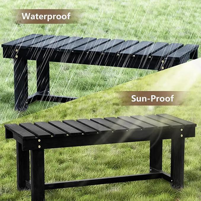 Nidouillet Outdoor Garden Bench, Weatherproof Patio Benches 2-Person Seat Backless Wooden Porch Bench, Multifunctional Slat All Weather Bench for Garden Lawn Porch Park Backyard (Black, 35.5 inch) by GreenHaven Gardens