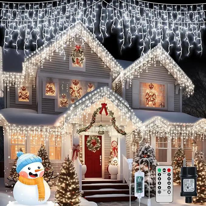 XZAI 800LED 50FT, Icicle String Lights, Plug-in, Cool White, Christmas Party Decors, Connectable, Memory, Remote, 8 Modes, Timer, Dimmable, IP65 Waterproof, Hanging Light for Outdoor & Indoor Use by GreenHaven Gardens