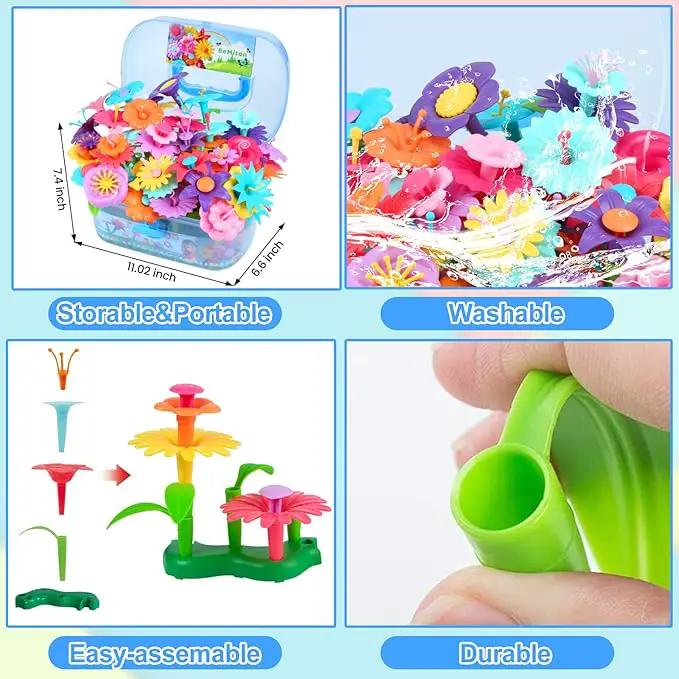 BEMITON Flower Building Toy Set for Girls, Best Birthday Gifts for 3 4 5 6 7 Year Old Kids, Arts and Crafts Kit for Toddlers, STEM Activities and Gardening Pretend Playset, 148 pcs by GreenHaven Gardens