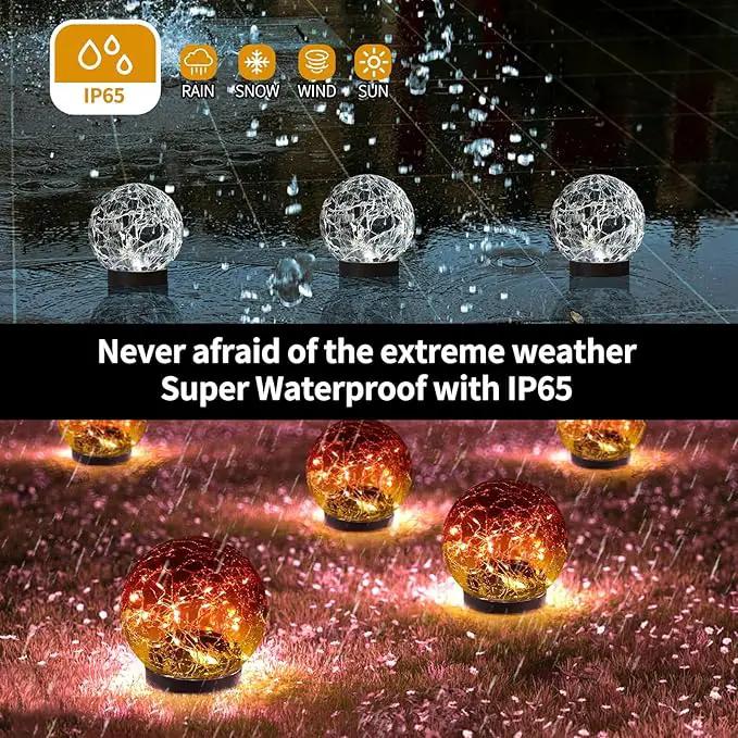 Solar Globe Lights Outdoor Waterproof-Solar Balls Garden-Cracked Glass Ball Solar Lights Outdoor-Solar Orbs Outside-Outdoor Decorations Patio & Yard Lawn Backyard Decor (GUO-XBQ-6-6-6) by GreenHaven Gardens
