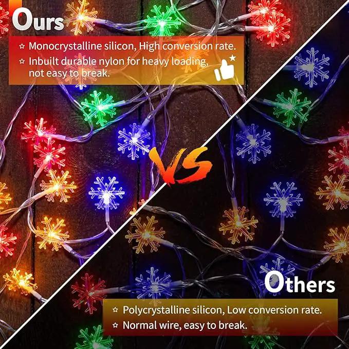 Solar Christmas Snowflake String Lights 100 LED 39 FT Outdoor Waterproof Fairy Lights with 8 Lighting Modes for Wedding, Party, Tree, Room, Garden, Patio, Yard, Home, Multicolor by GreenHaven Gardens