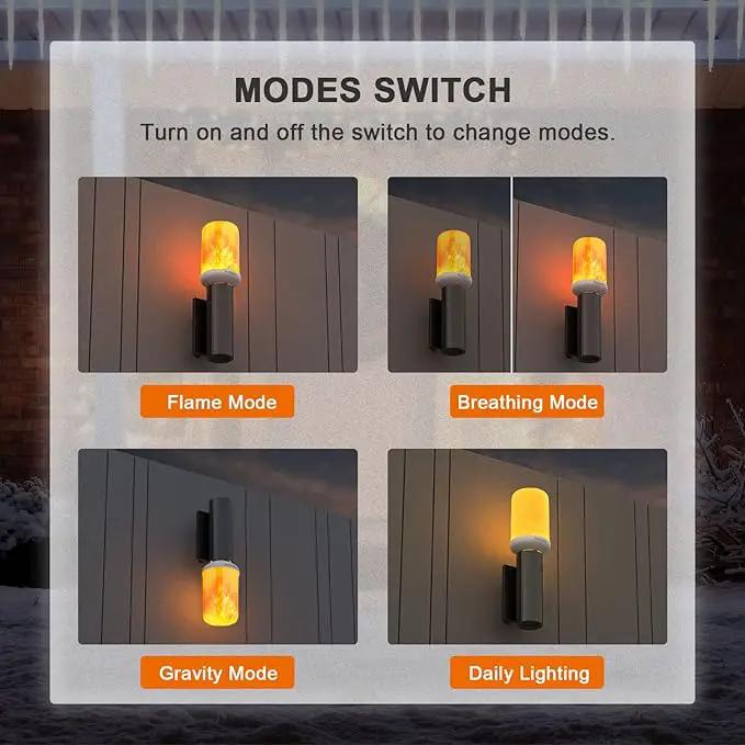 Hompavo 【Upgraded】 LED Flame Light Bulbs, 4 Modes Flickering Light Bulbs with Upside Down Effect, E26/E27 Base Flame Bulb for Halloween, Christmas, Indoor and Outdoor Decoration (White-2 Pack) by GreenHaven Gardens