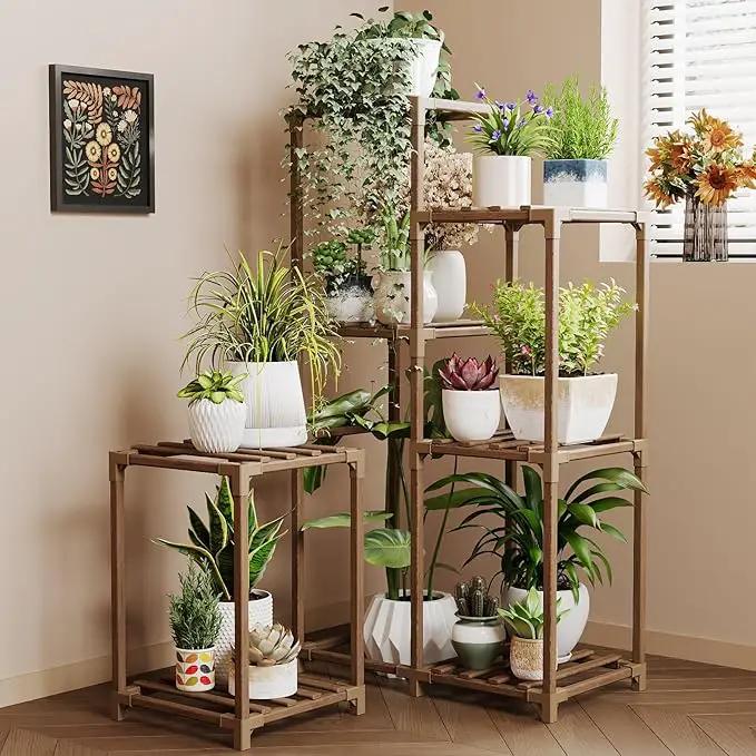 Bamworld Plant Stand Indoor Corner Plant Shelf Wood Plant Holder for Multiple Plants Tall Flower Stands Plants Table Rack Garden Patio Lawn Window 03H by GreenHaven Gardens