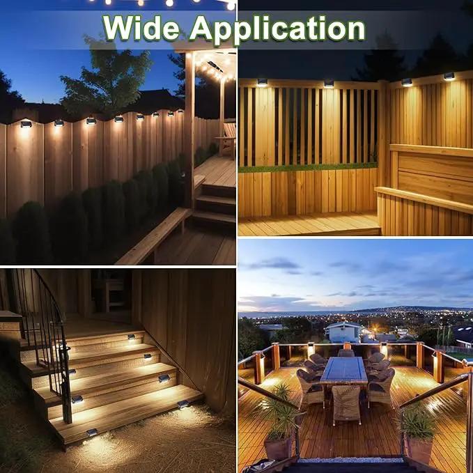 LANSOW Solar Fence Lights 10 Pack, Cool White, Warm White and White, Solar Deck Lights Outdoor Waterproof, Dusk to Dawn Solar Powered Lights Decor for Outside, Step, Yard, Patio, Wall, Stair(Black) by GreenHaven Gardens