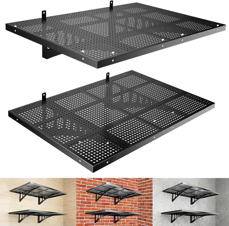 2-Pack 2x3ft Heavy Duty Garage Wall Shelving Garage Storage Rack Bike Wall Shelving Rack 560lbs Load Capacity by GreenHaven Gardens
