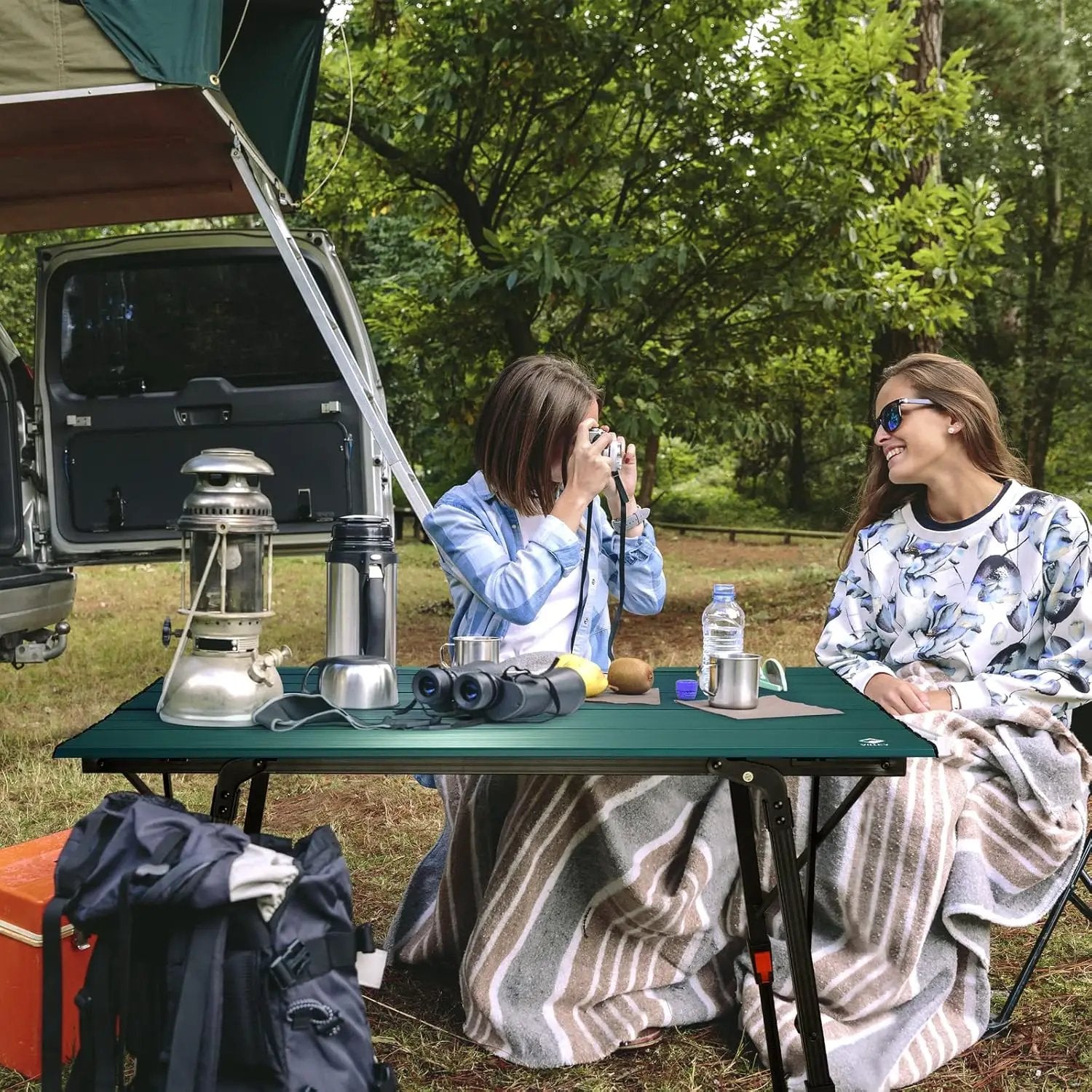VILLEY Portable Camping Table with Adjustable Legs, Lightweight Aluminum Folding Beach Table with Carrying Bag for Outdoor Cooking, Picnic, Beach, Backyards, BBQ and Party by GreenHaven Gardens