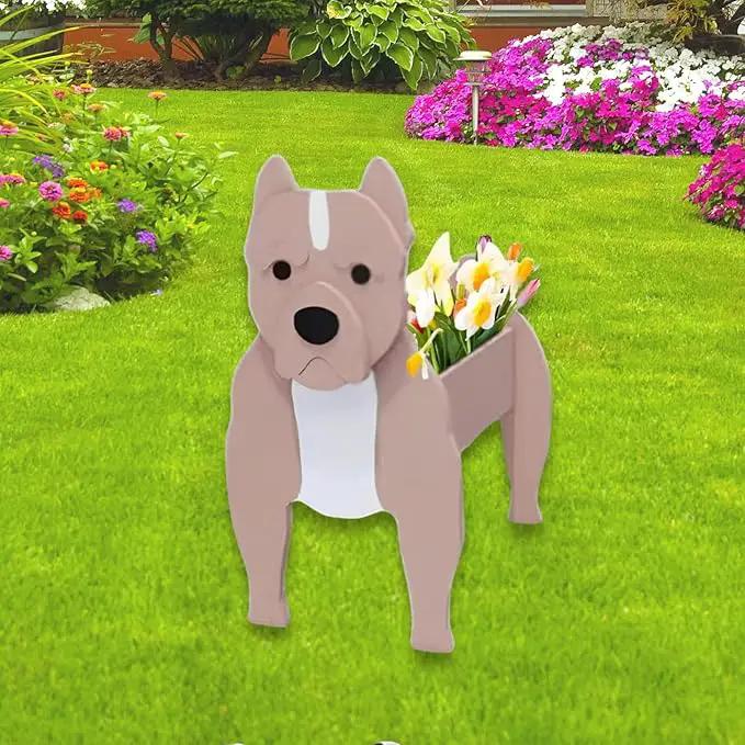 Bulldog Dog Planter Plant Pots,Cute Garden Dog Flower Planter,Dog Planters Birthday Gifts for Women,Office,Indoor/Outdoor Decor（9.45 * 7.32 * 13.5in） by GreenHaven Gardens