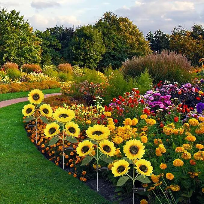 Solar Sunflower Lights, 800mA Solar Garden Light with Real Looking Flowers Outdoor Waterproof Solar Stake Lights for Back Yard, Flower Bed, Pathway, Patio, Porch, Spring Decoration (2 Pack) by GreenHaven Gardens