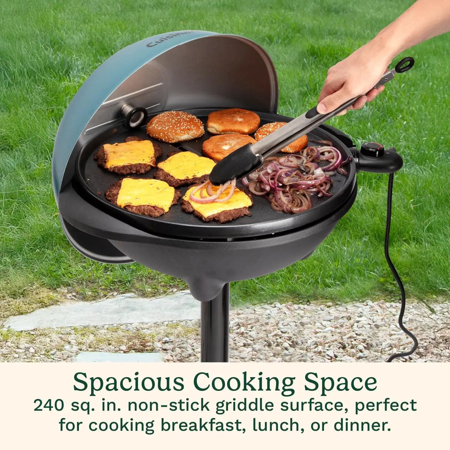 Cuisinart Indoor/Outdoor Electric Griddle, 2-in-1 Portable BBQ with Flat Top Nonstick Cooking Surface, Adjustable Heat, Stand/Tabletop Options for Cookouts, Barbecues & Small Spaces, No Tools Needed by GreenHaven Gardens