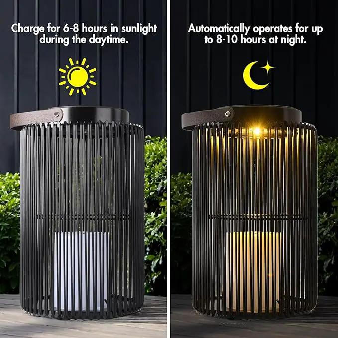 2 Pack Solar Lanterns for Outdoor Waterproof, ZBLUXBZ Outdoor Table Lamp for Outside Hanging Solar Lights, LED Garden Cordless Lights Perfect for Patio and Pathway Lighting (11-inch Height，Black) by GreenHaven Gardens