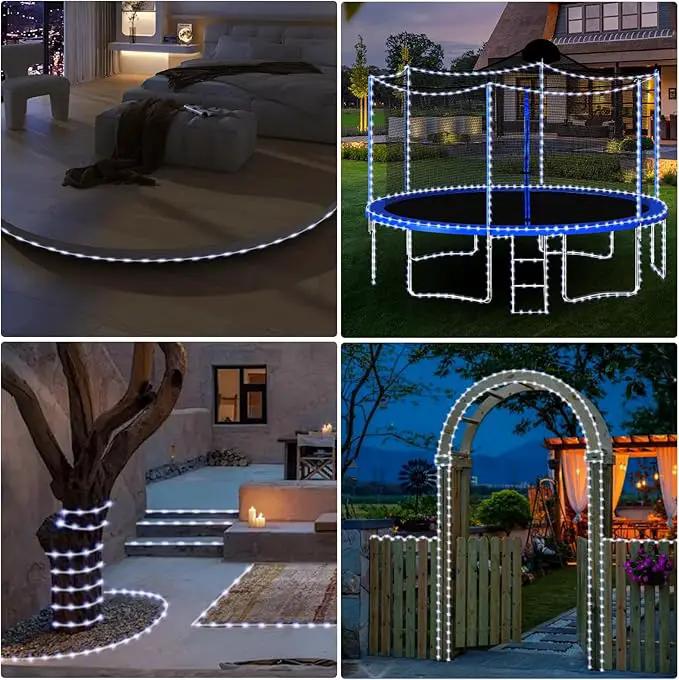 100FT Rope Lights Outdoor, Connectable Trampoline Lights 300LED String Lights Flexible Clear Tube Light Waterproof Rope Light 8 Modes for Camping Yard Pool Canopy Deck Home Outdoor Indoor Decor by GreenHaven Gardens