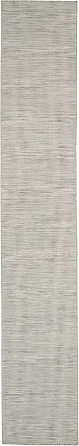 Nourison Positano Indoor/Outdoor Light Grey 2'2" x 10' Area Rug, Easy Cleaning, Non Shedding, Bed Room, Living Room, Dining Room, Backyard, Deck, Patio (2x10) by GreenHaven Gardens