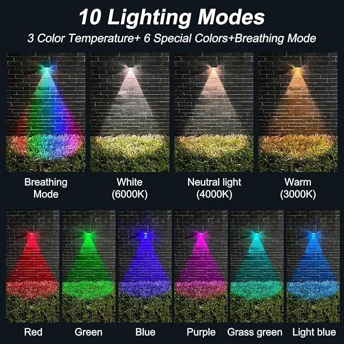 Ellasay Solar Fence Lights Outdoor: IP65 Waterproof RGB Solar Powered with 10 Lighting Modes - Led Lens Wall Decor for Garden Deck Patio Backyard Balcony 12 Pack by GreenHaven Gardens
