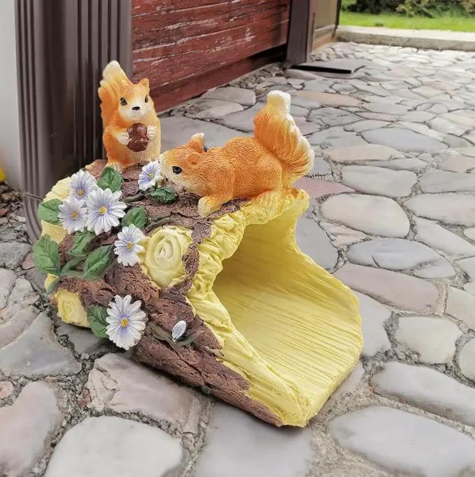 Squirrel Statues Gutter Downspout Extension Statues Garden Decoration,Resin Statue Outdoor Decor,Animal Downspout Diverter,Decorative Gutter Extension,3"×4" Downspout Extender Diverter Splash Block by GreenHaven Gardens