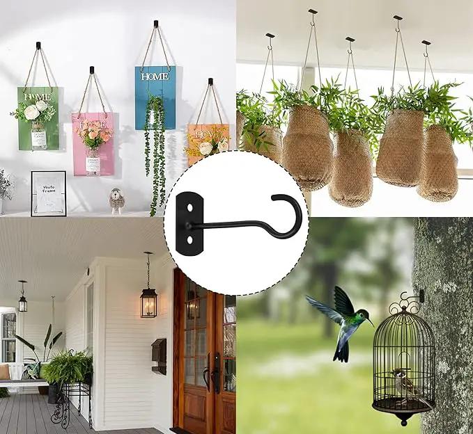 6in Plant Hooks,4Pack Ceiling Hooks for Hanging Plants,Lights,Planters,Lanterns,Hanging Bird Feeders,Wind Chimes,Indoor&Outdoor Decoration Wall Hooks Black by GreenHaven Gardens