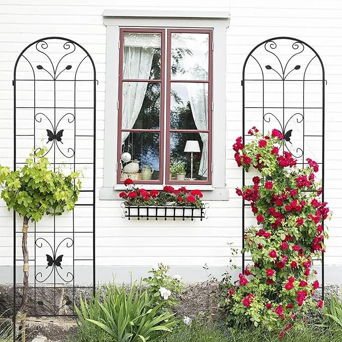 2 Pack Metal Garden Trellis 86.7" Black Fence Rustproof Garden Trellis for Climbing Plants Support Roses Flower Outdoor Lawn, Black by GreenHaven Gardens