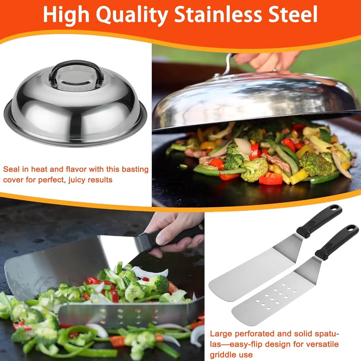 Griddle Accessories Kit - 40PCS Flat Top Grill Tool Set. Griddle Accessories Set with Basting Cover, Spatula, Scraper, Burger Press, Tongs, Cleaning Kit by GreenHaven Gardens