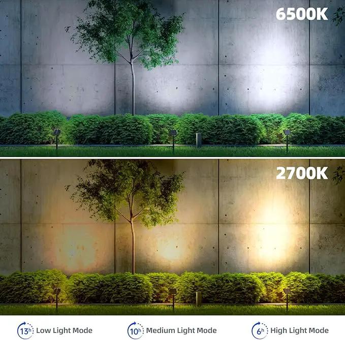 Barrina 36 LEDs Landscape Solar Spotlights, Solar Powered Dusk-to-Dawn Outdoor Garden Lights, 6500K & 2700K, 360° Horizontal Adjustable Spotlights for Garden Yard Patio Driveway Porch, 4 Packs by GreenHaven Gardens