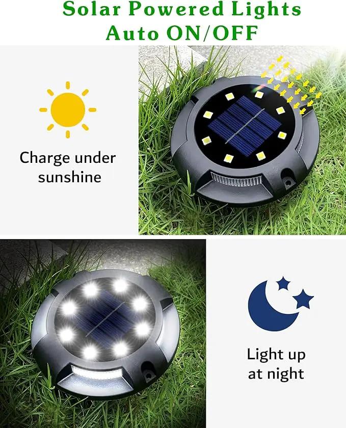 Biling Solar Outdoor Lights - 12 Pack, Bright Uplight Sidelight, Waterproof Deck Lights for Yard, Walkway, Garden, Poolside (White) by GreenHaven Gardens