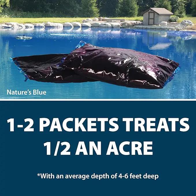 Airmax Pond Dye Packets Nature's Blue Colorant for Large Pond & Lake, Beneficial UV Blocking Color Concentrate, Maintain Clean & Clear Pond, Fish, Bird & Animal Safe, Easy Treatment, 2 Soluble Packets by GreenHaven Gardens