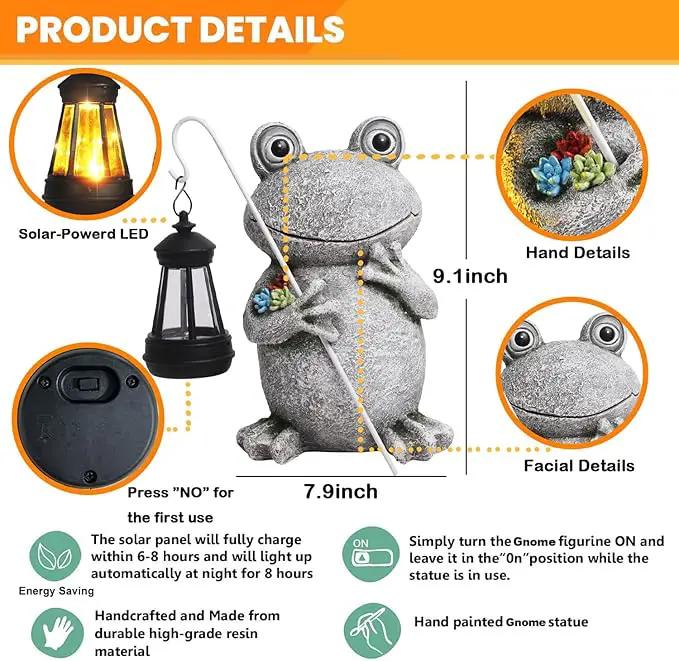 Frog Solar Garden Statues Garden, Resin Frog Figurine Decorations, Outdoor Frog Garden Decor Art for Lawn,Yard, Unique Housewarming Gift for Garden Home by GreenHaven Gardens