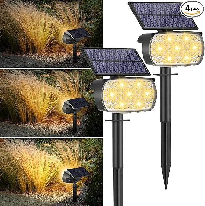 108 LED Solar Spot Lights Outdoor, IP65 Waterproof, 3 Modes Landscape Spotlights, Large Solar Panel Powered Lights for Garden Yard Pathway (Warm White/2 Pack) by GreenHaven Gardens