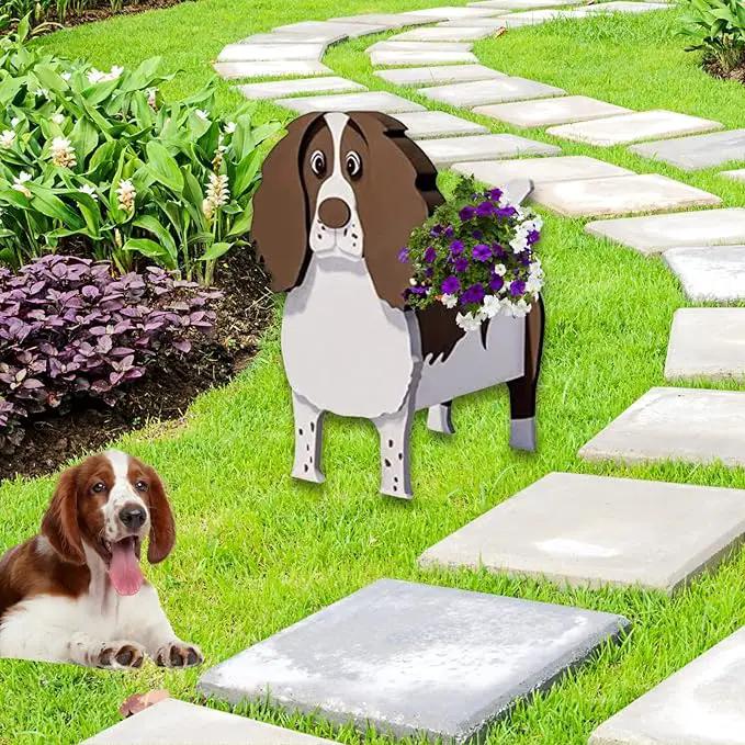 English Springer Spaniel Dog Planter Plant Pots,Cute Garden Dog Flower Planter,Dog Planters Birthday Gifts for Women,Office,Indoor/Outdoor Decor（9.45 * 6.89 * 13.35in） by GreenHaven Gardens