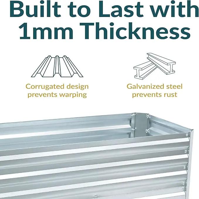 Sunnydaze Galvanized Raised Garden Bed - Metal Raised Bed for Gardening - Outdoor Planter Box for Flowers, Plants, and Vegetables - Silver - 47" W x 23" D x 24" H Rectangle by GreenHaven Gardens