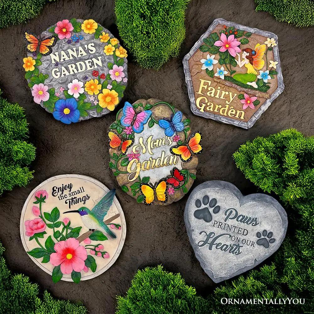 Elegant Resin Stepping Stone, Outdoor Garden Pathway Decoration (Blossoming Songbirds Positivity Stepping Stone, 9.5" Happiness Garden Decoration and Support Gift) by GreenHaven Gardens