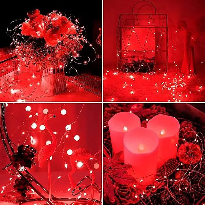 JMEXSUSS 4 Pack Red Solar Fairy Lights, Total 400 LED 132FT Red Solar Lights Outdoor Waterproof, 8 Modes Copper Wire Solar String Lights for Outside Patio Christmas Valentine Day Decorations by GreenHaven Gardens
