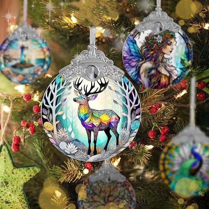 Stained Glass Suncatcher, Jocidea Deer Ornament, Christmas Ornaments, Holidays Ornaments, Christmas Tree Decor, Deer Decor for Home, Deer Gifts by GreenHaven Gardens
