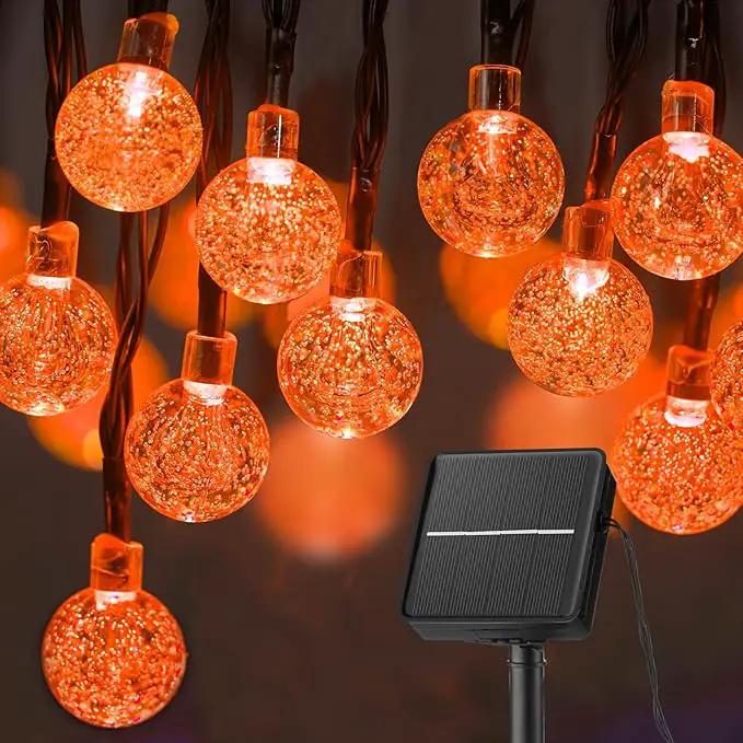 Solar Halloween String Lights Outdoor 60 LED 36 Feet Crystal Globe String Lights with 8 Lighting Modes, Waterproof Solar Powered Patio Lights for Garden Yard Porch Decor (Orange) by GreenHaven Gardens