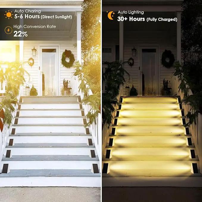 Solar Step Lights Outdoor Waterproof IP67, 12 Pack Solar Powered Stair Light with 3 LEDs, Triangle Solar Deck Light for Outside Garden Patio Yard Porch Front Door, Warm White by GreenHaven Gardens