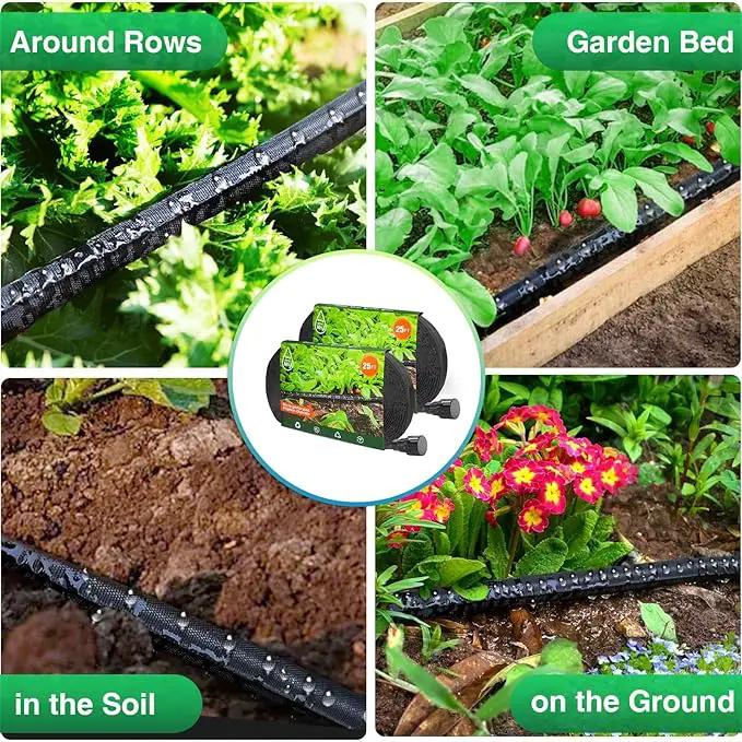 Lefree Soaker Hose 50 FT for Garden Irrigation, Soaker Hose for Lawn and Flower Beds, 2024 Upgraded Flat Soaker Hose Saves 80% Water, Flexible Durable Drip Hose for Trees, Shrubs.(25FT*2Pack) by GreenHaven Gardens
